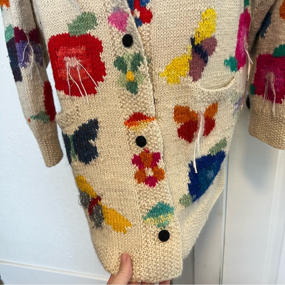VNTG Handknit Nancy Jemio Art to Wear Garden‎ Friends Cardigan Sweater - Picture 2 of 7